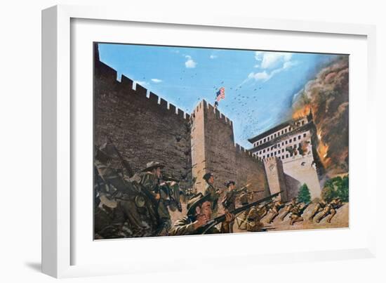 American Troops Scaling the Tartar Wall in Peking in 1900 During the Boxer Rebellion-null-Framed Giclee Print