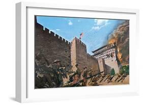 American Troops Scaling the Tartar Wall in Peking in 1900 During the Boxer Rebellion-null-Framed Giclee Print