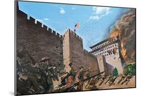 American Troops Scaling the Tartar Wall in Peking in 1900 During the Boxer Rebellion-null-Mounted Giclee Print