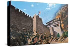 American Troops Scaling the Tartar Wall in Peking in 1900 During the Boxer Rebellion-null-Stretched Canvas