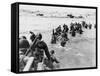 American Troops Under Enemy Fire Wading Through the Sea to Land on the Beaches of Normandy France-null-Framed Stretched Canvas