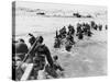 American Troops Under Enemy Fire Wading Through the Sea to Land on the Beaches of Normandy France-null-Stretched Canvas