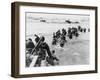 American Troops Under Enemy Fire Wading Through the Sea to Land on the Beaches of Normandy France-null-Framed Photographic Print