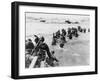 American Troops Under Enemy Fire Wading Through the Sea to Land on the Beaches of Normandy France-null-Framed Photographic Print