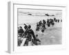 American Troops Under Enemy Fire Wading Through the Sea to Land on the Beaches of Normandy France-null-Framed Photographic Print