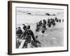 American Troops Under Enemy Fire Wading Through the Sea to Land on the Beaches of Normandy France-null-Framed Photographic Print