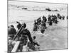 American Troops Under Enemy Fire Wading Through the Sea to Land on the Beaches of Normandy France-null-Mounted Photographic Print