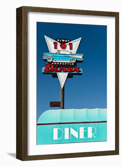 American Vintage Restaurant Neon Sign in the Olympic Peninsula, Washington, Usa-Stefano Politi Markovina-Framed Photographic Print