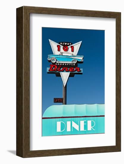 American Vintage Restaurant Neon Sign in the Olympic Peninsula, Washington, Usa-Stefano Politi Markovina-Framed Photographic Print