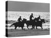 American Visitors Enoying Horseback Riding on Rosarita Beach-Allan Grant-Stretched Canvas