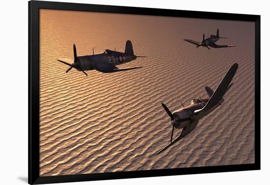 American Vought F4U Corsair Aircraft in Flight During World War Ii-null-Framed Art Print