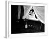 American Wac Raises the Netting over Her Cot as a Photographer's Flash Illuminates the Scene-null-Framed Photo