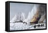 American Whalers Crushed in the Ice-Currier & Ives-Framed Stretched Canvas