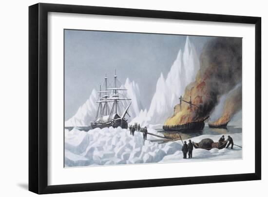 American Whalers Crushed in the Ice-Currier & Ives-Framed Giclee Print