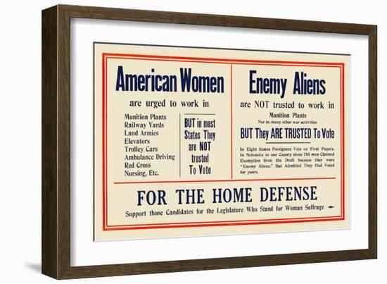 American Women And Enemy Aliens-null-Framed Art Print