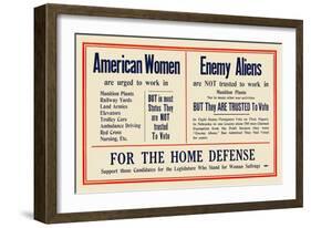 American Women And Enemy Aliens-null-Framed Art Print