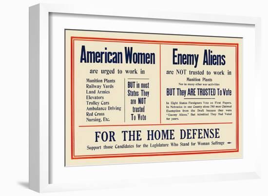 American Women And Enemy Aliens-null-Framed Art Print