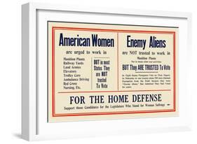American Women And Enemy Aliens-null-Framed Art Print