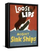 American WWII Poster, Loose Lips Might Sink Ships-null-Framed Stretched Canvas