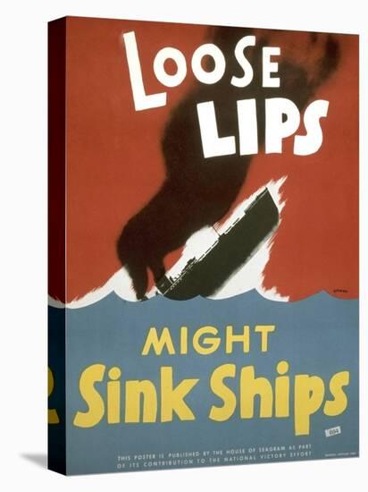 American WWII Poster, Loose Lips Might Sink Ships-null-Stretched Canvas