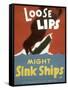 American WWII Poster, Loose Lips Might Sink Ships-null-Framed Stretched Canvas