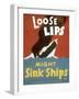 American WWII Poster, Loose Lips Might Sink Ships-null-Framed Photographic Print