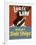 American WWII Poster, Loose Lips Might Sink Ships-null-Framed Photographic Print