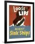 American WWII Poster, Loose Lips Might Sink Ships-null-Framed Photographic Print