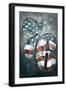 Americana - 76 Stars and Stripes-Lantern Press-Framed Art Print