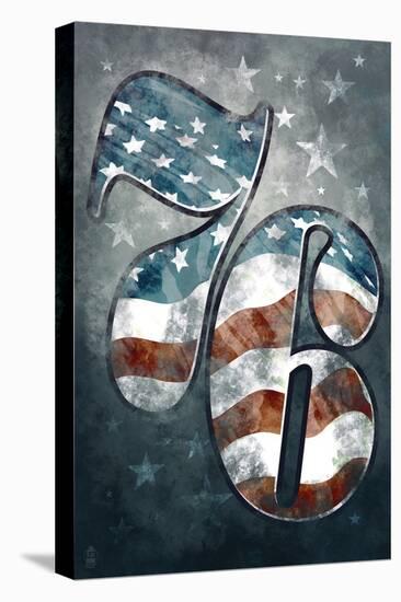 Americana - 76 Stars and Stripes-Lantern Press-Stretched Canvas