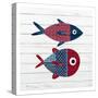 Americana Fish 1-Ann Bailey-Stretched Canvas