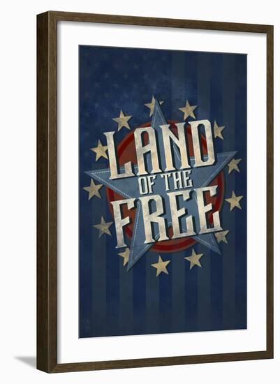 Americana - Land of the Free Star-Lantern Press-Framed Art Print