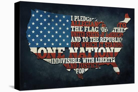 Americana - Pledge of Allegiance-Lantern Press-Stretched Canvas