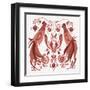 Americana Roosters III Red-Wild Apple Portfolio-Framed Art Print