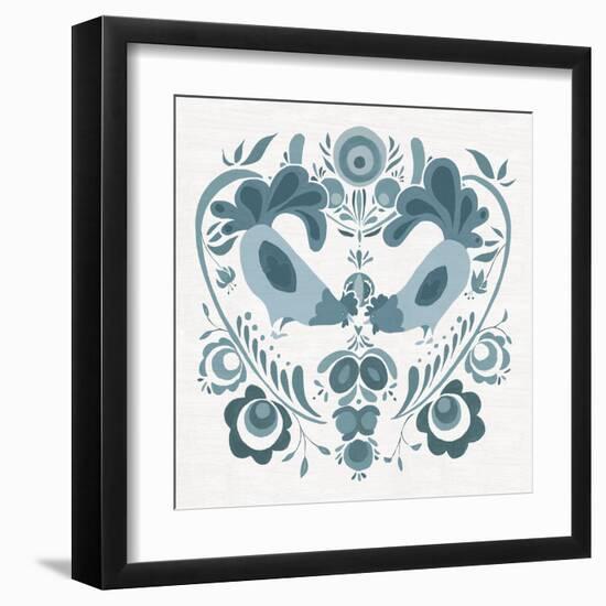 Americana Roosters IV Blue-Wild Apple Portfolio-Framed Art Print