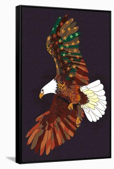 Americana - Soaring Eagle-Lantern Press-Framed Stretched Canvas