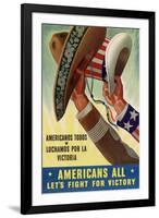 Americans All (Americanos Todos) Let's Fight For Victory - WWII War Propaganda-null-Framed Art Print
