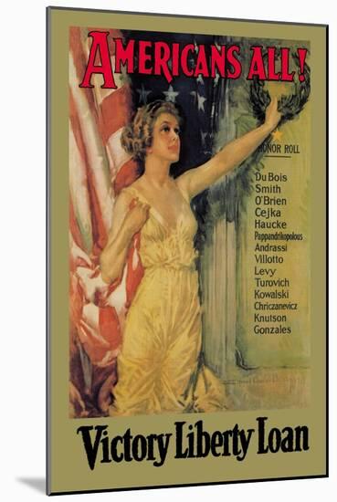 Americans All! Victory Liberty Loan-Howard Chandler Christy-Mounted Art Print