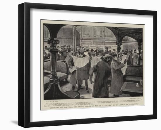 Americans and the War, the Smoking Saloon of the Ss Campania on Her Arrival at Queenstown-Henry Marriott Paget-Framed Giclee Print