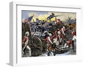 Americans Capturing a British Redoubt during the Battle of Yorktown, c.1781-null-Framed Giclee Print