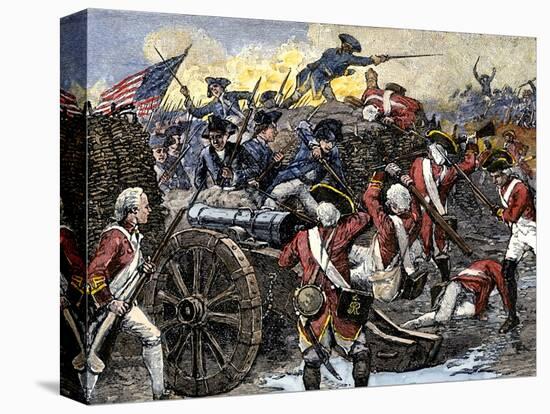 Americans Capturing a British Redoubt during the Battle of Yorktown, c.1781-null-Stretched Canvas