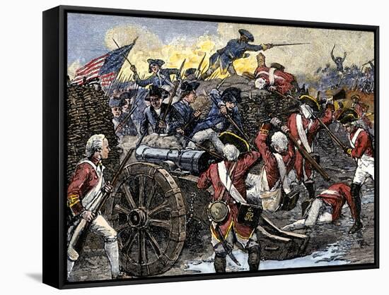 Americans Capturing a British Redoubt during the Battle of Yorktown, c.1781-null-Framed Stretched Canvas