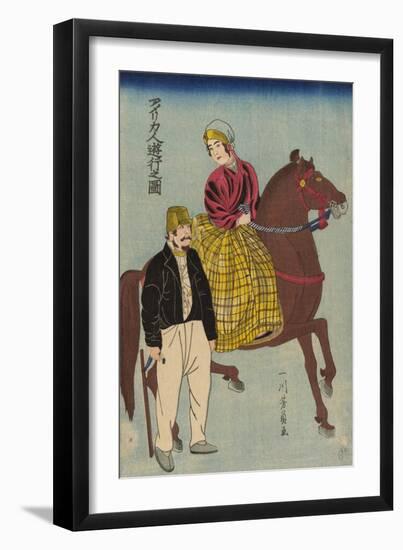 Americans on an Outing (Amerikajin Yuko No Zu), 1860-Utagawa Yoshikazu-Framed Giclee Print