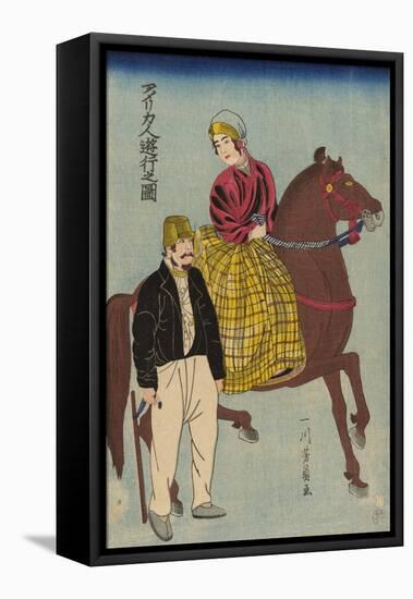 Americans on an Outing (Amerikajin Yuko No Zu), 1860-Utagawa Yoshikazu-Framed Stretched Canvas