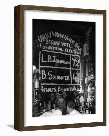 Americans Simulating a Vote in Harry's Bar, Paris During the American Presidential Election-null-Framed Photo