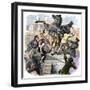 Americans Tearing Down the Statue of King George III in New York City, c.1776-null-Framed Giclee Print