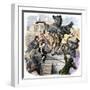 Americans Tearing Down the Statue of King George III in New York City, c.1776-null-Framed Giclee Print