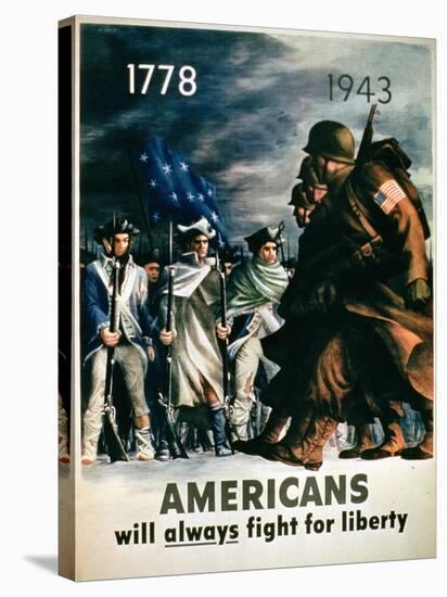 Americans Will Always Fight for Liberty', 2nd World War Poster, 1943-null-Stretched Canvas