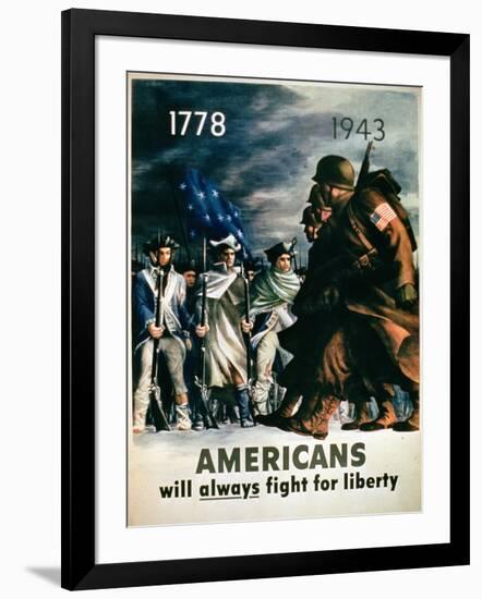 Americans Will Always Fight for Liberty', 2nd World War Poster, 1943-null-Framed Giclee Print