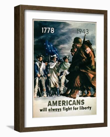 Americans Will Always Fight for Liberty', 2nd World War Poster, 1943-null-Framed Giclee Print